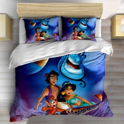 Lenjerie de pat 3D pentru copii Aladdin și Jasmine