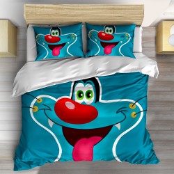 Lenjerie de pat 3D pentru copii Oggy și Gândacii
