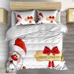 Lenjerie de pat pentru copii cu Moș Gerilă Crăciun fericit - Merry Christmas