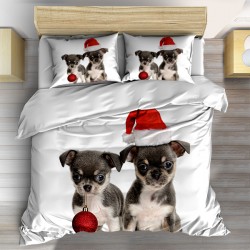 Set de pat Crăciun Cățeluși de Crăciun - Christmas Puppies