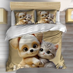 Lenjerie de pat  Animated Puppy and Kitten That Bring Smiles