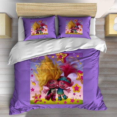 Lenjerie de pat 3D Trolls World Tour 
