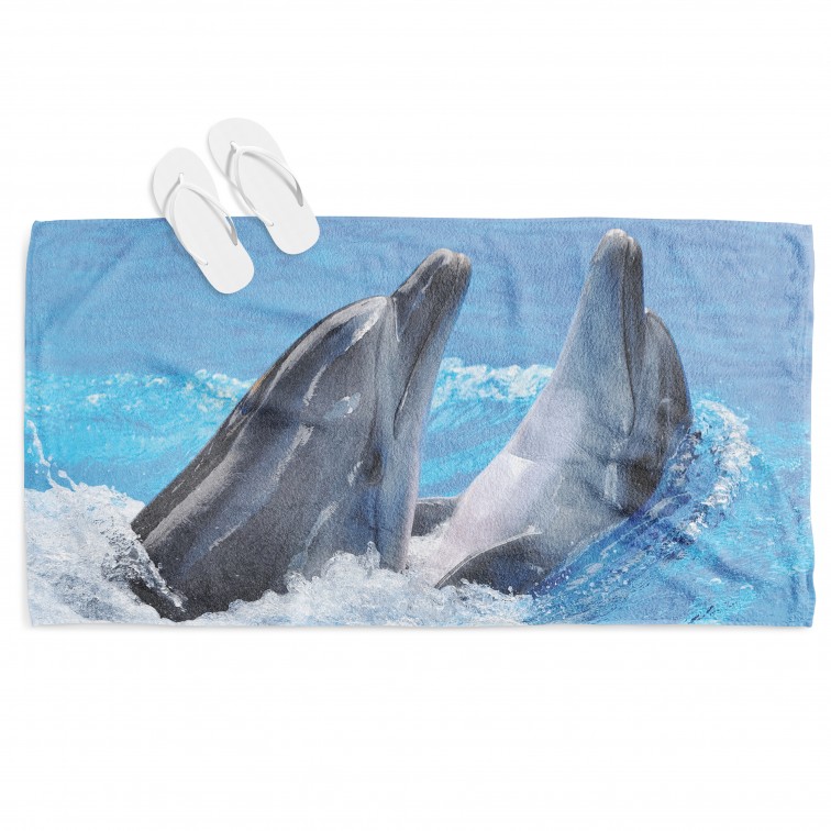 Prosop de plajă cu desene marine Delfini - Two Dolphins Prosop de plajă cu desene marine Delfini - Two Dolphins
