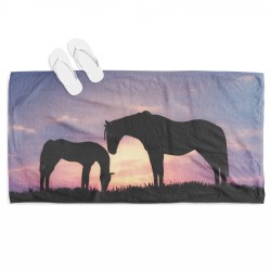 Prosop de plajă cu 3D print Caii- Horses
