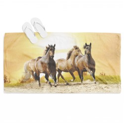 Prosop de plajă Caii la asințit - Horse Sunset