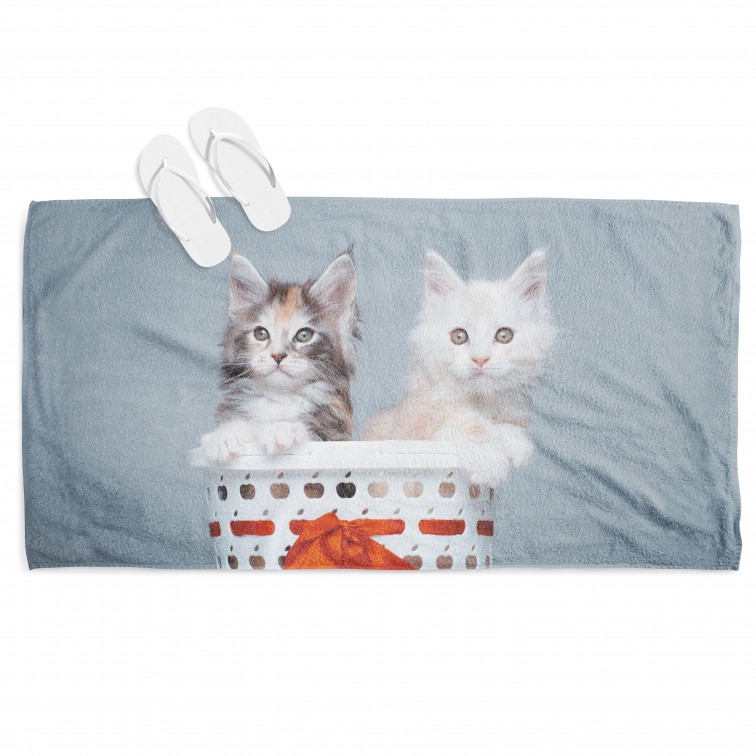 Prosop de plajă adorabil Pisici în coș- Cats in Basket