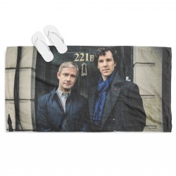 Prosop de plajă cu print Sherlock Homes