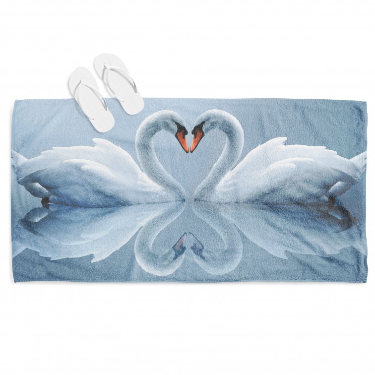 Prosop de plajă Lebede îndrăgostite - Swans In Love