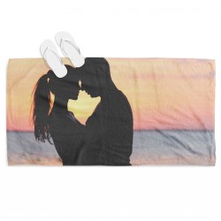 Prosop de plajă dublu Îndrăgostiți la apus de soare - Couple Sunset