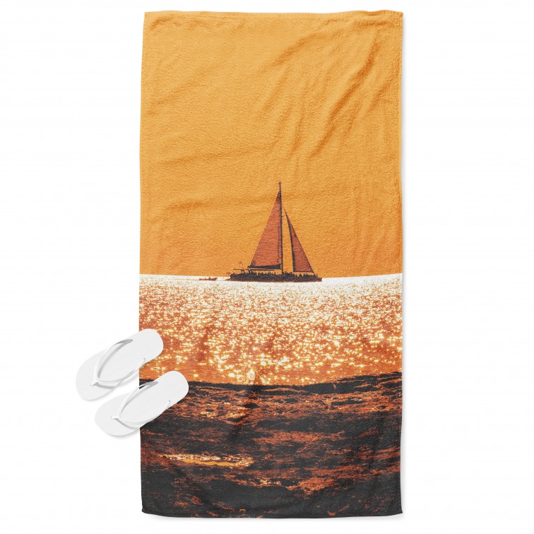 Prosop de plajă superb Barcă la apus de soare - Sunset Boat