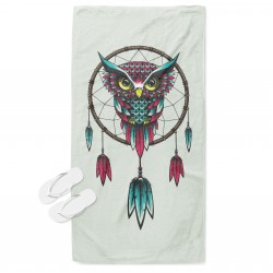 Prosop de plajă Boho cu bufniță Capcană de vise - Dreamcatcher