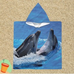 Poncho cu gluga pentru copii Dolphins