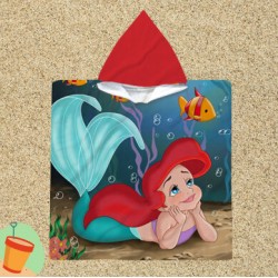 Poncho cu gluga pentru copii Ariel Mica sirenă - The Little Marmaid Ariel