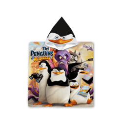 Poncho cu gluga pentru copii Pinguinii din Madagascar 