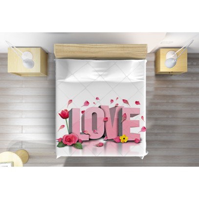 3D Cuvertură matlasată romantică Să trăiască Iubirea - Long Live Love