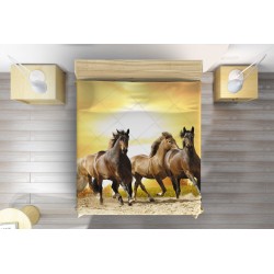 Cuvertură de pat Caii la asfințit - Horse Sunset
