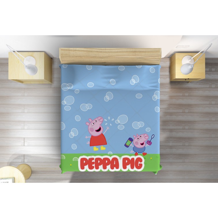 Cuvertură de pat pentru copii Purcelușa Peppa - Peppa Pig Bubbles