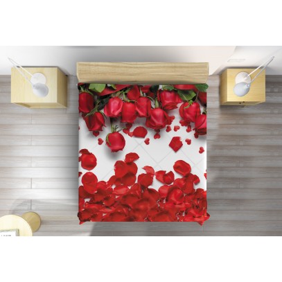 Cuvertură matlasată romantică de pat Trandafiri romantici - Roses Romance