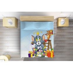 3D Cuvertură de pat pentru copii Tom And Jerry Christmas