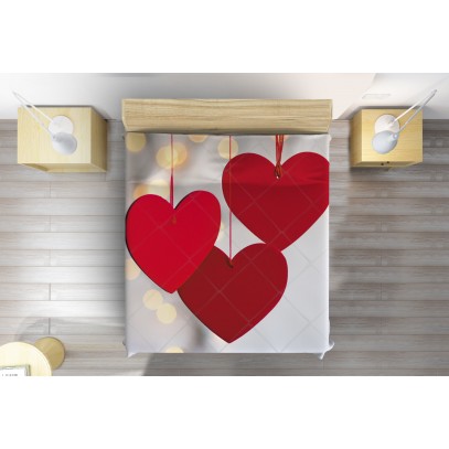 Husă de pat romantică Inimi agățate în aer - Hanging Hearts