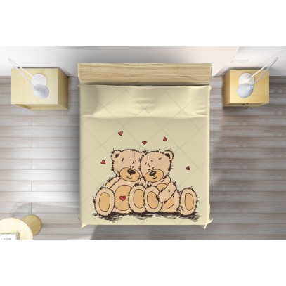 Cuvertură matlasată adorabilă Ursuleți îndrăgostiți - Bears In Love