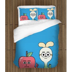 Lenjerie de pat pentru copii 3D Măr și Ceapă - Apple And Onion