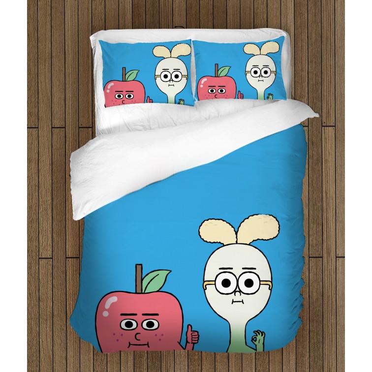 Lenjerie de pat pentru copii 3D Măr și Ceapă - Apple And Onion Lenjerie de pat pentru copii 3D Măr și Ceapă - Apple And Onion