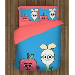 Lenjerie de pat pentru copii 3D Măr și Ceapă - Apple And Onion Lenjerie de pat pentru copii 3D Măr și Ceapă - Apple And Onion