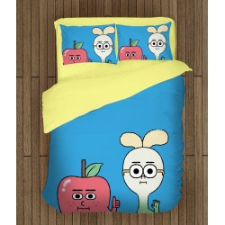 Lenjerie de pat pentru copii 3D Măr și Ceapă - Apple And Onion Lenjerie de pat pentru copii 3D Măr și Ceapă - Apple And Onion