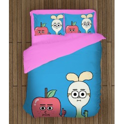 Lenjerie de pat pentru copii 3D Măr și Ceapă - Apple And Onion Lenjerie de pat pentru copii 3D Măr și Ceapă - Apple And Onion