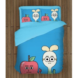 Lenjerie de pat pentru copii 3D Măr și Ceapă - Apple And Onion Lenjerie de pat pentru copii 3D Măr și Ceapă - Apple And Onion