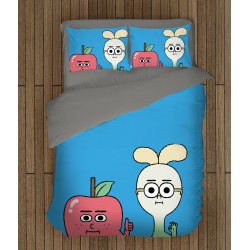 Lenjerie de pat pentru copii 3D Măr și Ceapă - Apple And Onion Lenjerie de pat pentru copii 3D Măr și Ceapă - Apple And Onion