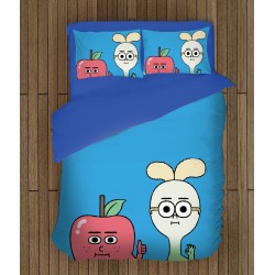 Lenjerie de pat pentru copii 3D Măr și Ceapă - Apple And Onion Lenjerie de pat pentru copii 3D Măr și Ceapă - Apple And Onion