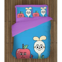 Lenjerie de pat pentru copii 3D Măr și Ceapă - Apple And Onion Lenjerie de pat pentru copii 3D Măr și Ceapă - Apple And Onion