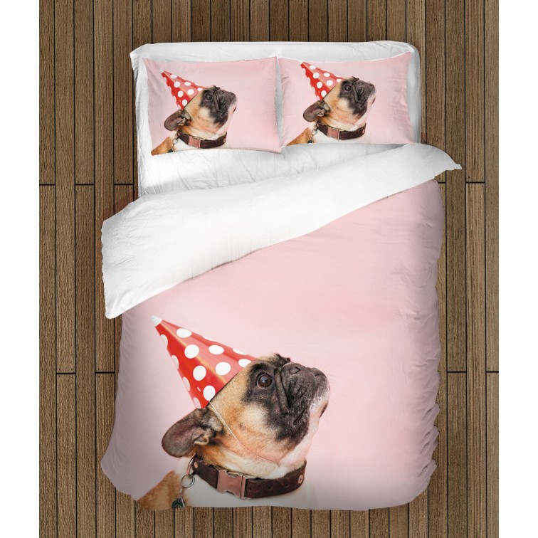 Set de pat Buldog Francez la petrecere - French Bulldog Party