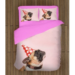 Set de pat Buldog Francez la petrecere - French Bulldog Party
