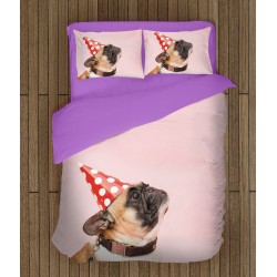 Set de pat Buldog Francez la petrecere - French Bulldog Party