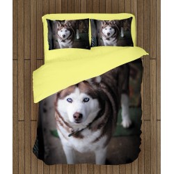 Set de pat impresionant cu Husky Siberian