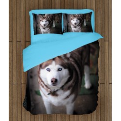 Set de pat impresionant cu Husky Siberian