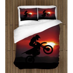 Lenjerie de pat Motocicletă la apus - Motorcycle Sunset