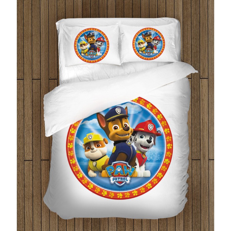 Lenjerie de pat pentru copii cu Patrula cățelușilor- Paw Patrol White