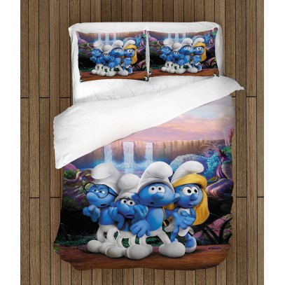 Set de pat pentru copii Fan Ștrumpfii - Smurfs