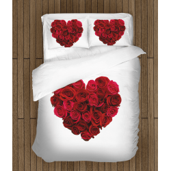 3D Lenjerie de pat romantică Inimă de trandafiri- Heart of roses