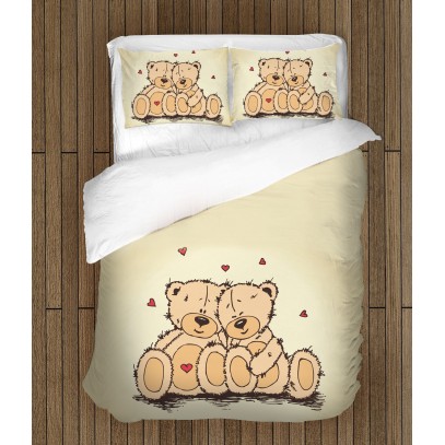 Lenjerie de pat romantică Ursuleți îndrăgostiți - Teddy Bears in Love