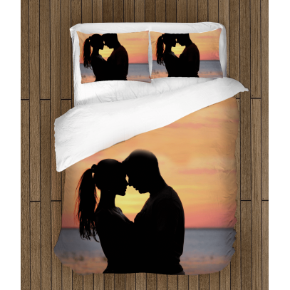 Lenjerie de pat temă romantică Îndrăgostiți la apus - Sunset In Love