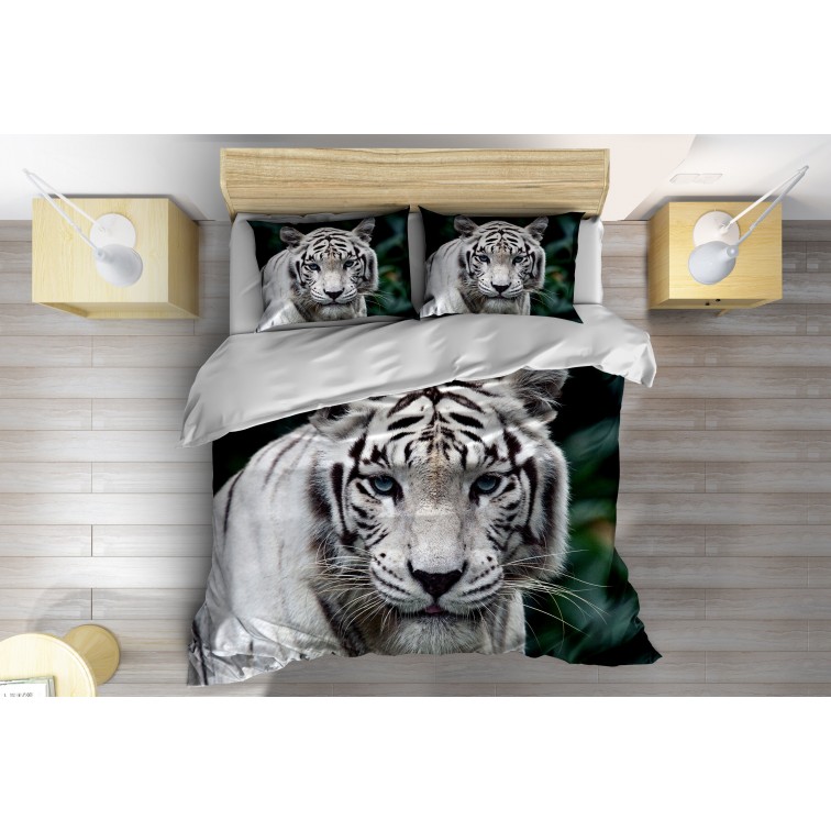 3D Set de pat Tigru alb- White Tiger 3D Set de pat Tigru alb- White Tiger