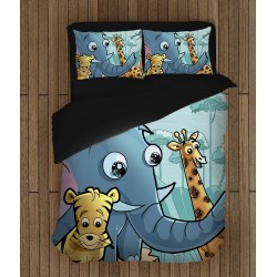 Lenjerie de pat pentru copii 3D - Zoo Lenjerie de pat pentru copii 3D - Zoo