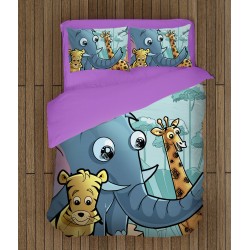 Lenjerie de pat pentru copii 3D - Zoo Lenjerie de pat pentru copii 3D - Zoo