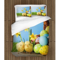 Lenjerie de pat cu pilotă  - Easter Chicks
